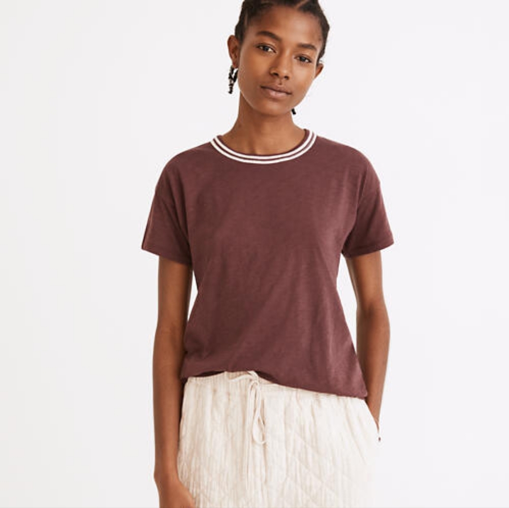 Madewell Whisper Cotton Rib-Crewneck Ringer Tee